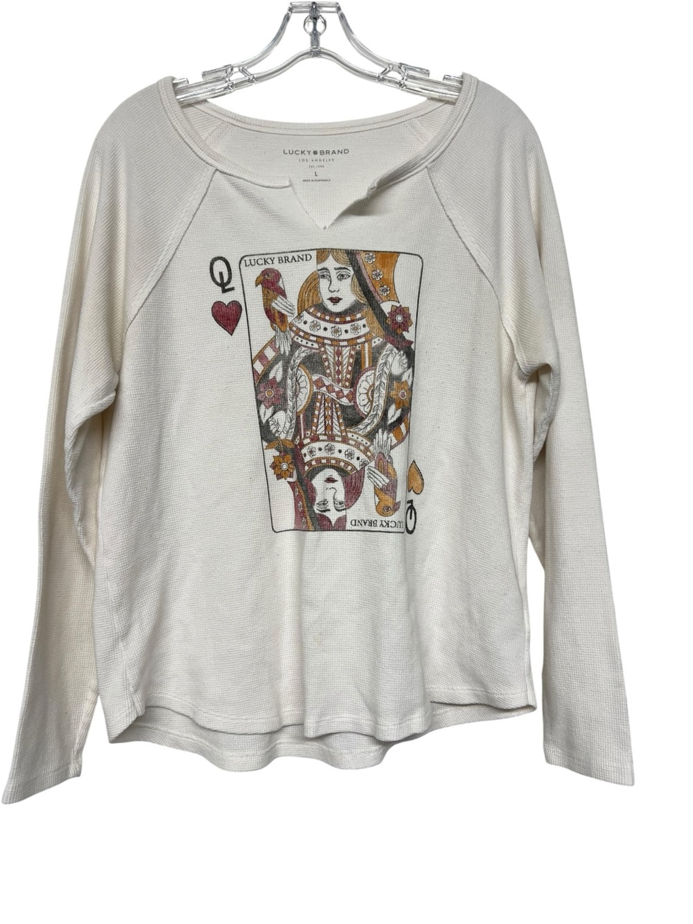 Lucky Brand Women’s Queen of Hearts Graphic Long Sleeve Thermal Top